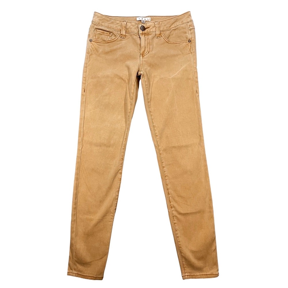 Cabi Tan Slim Fit Stretch Denim Pants Women Size 2
